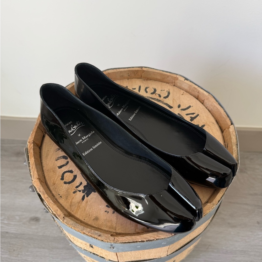 Christian Louboutin x Maison Margiela Marlougiela Black Patent Leather Flats